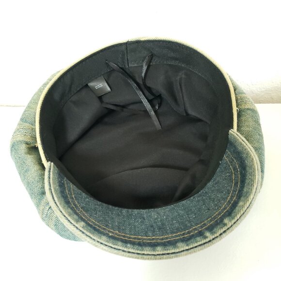 Womens Distressed Blue Jean Denim slouchy newsboy hat - Picture 3 of 9